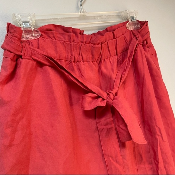 Ann Taylor LOFT | Tie Paperbag Waist Wrap Skirt Coral - Picture 3 of 8